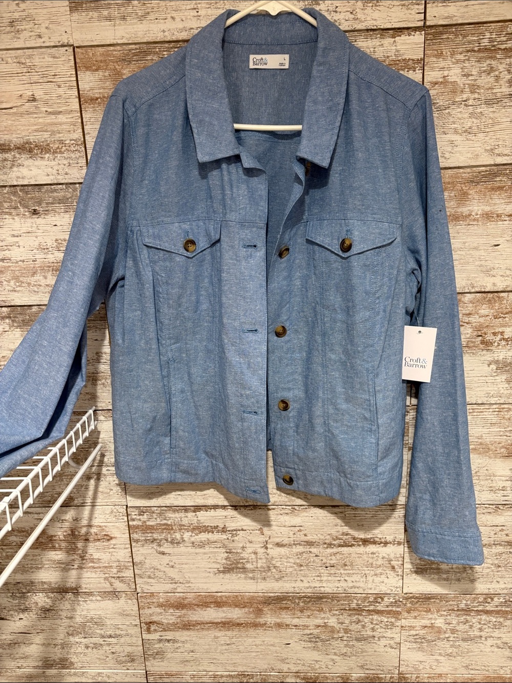 croft & barrow Chambray Blue Button-Front Jean Jacket